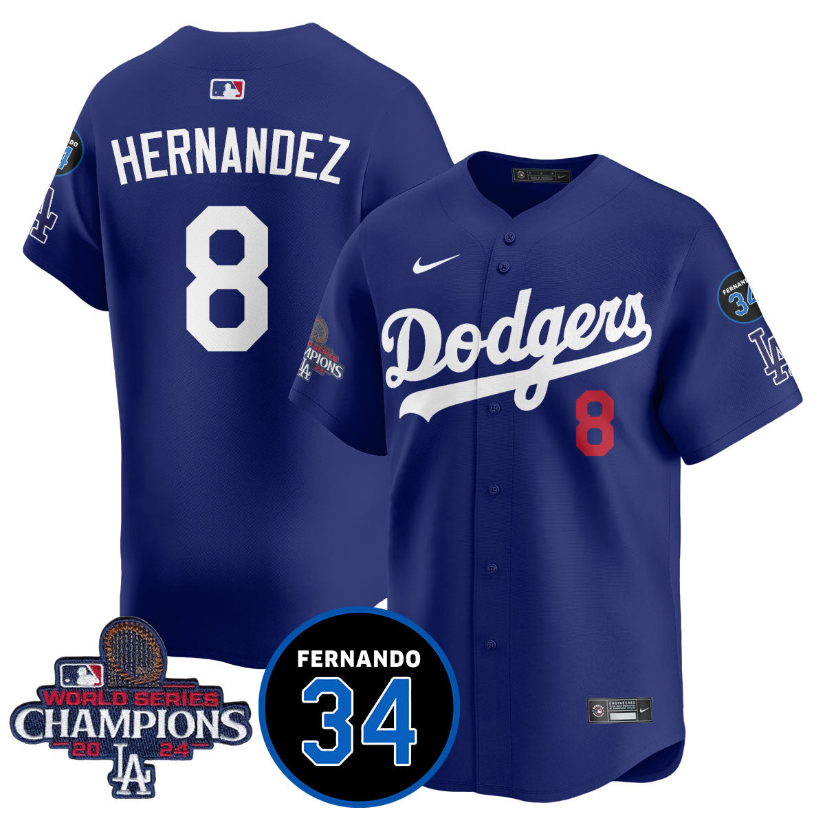 LA Dodgers - World Series Champions 2024/Fernando Valenzuela Memorial Jersey - All Stitched N1
