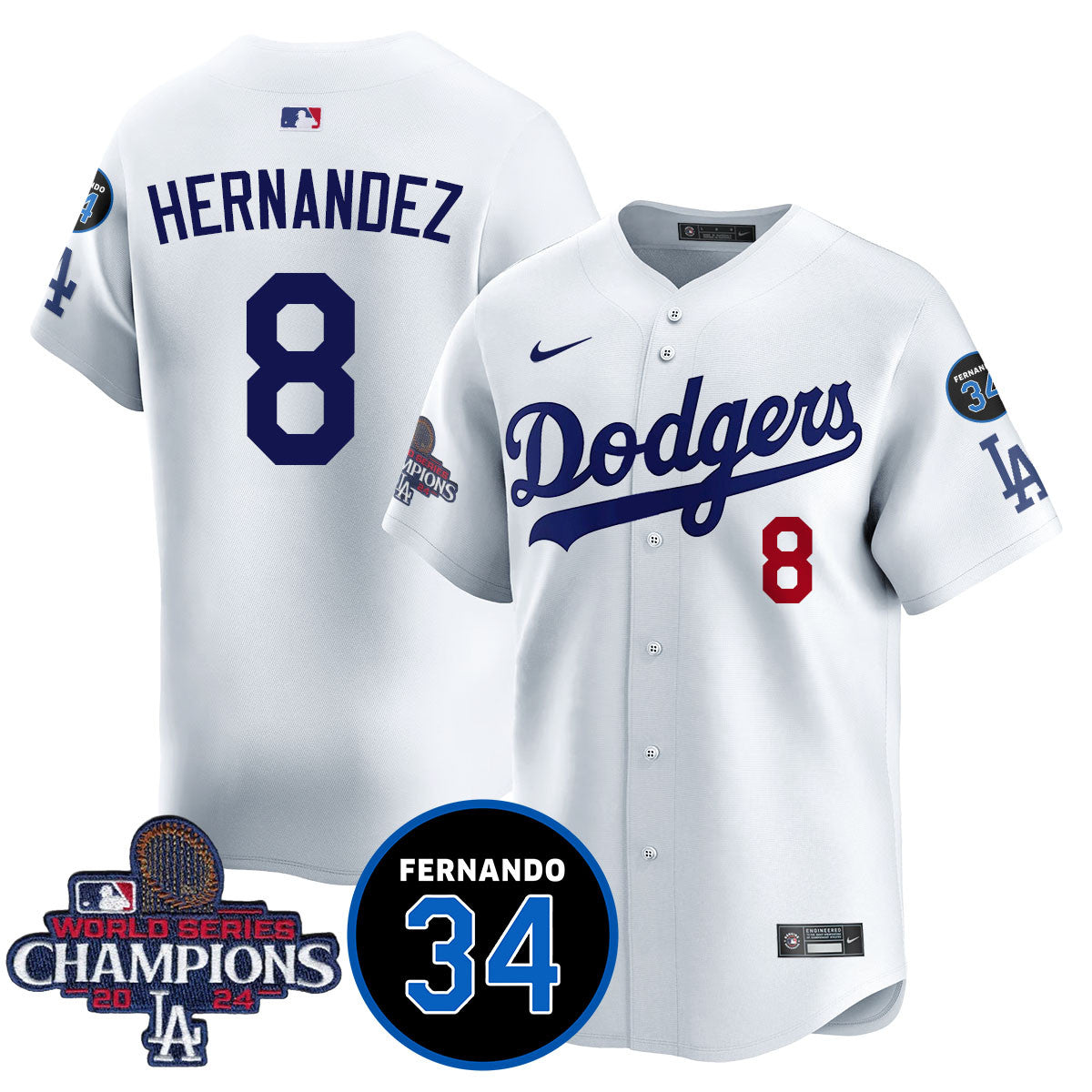 LA Dodgers - World Series Champions 2024/Fernando Valenzuela Memorial Jersey - All Stitched N1