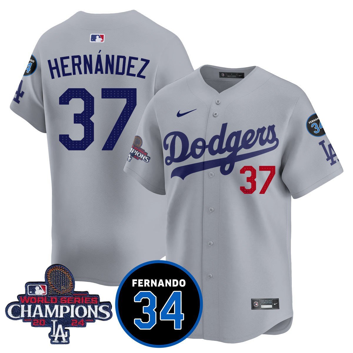 LA Dodgers - World Series Champions 2024/Fernando Valenzuela Memorial Jersey - All Stitched N1