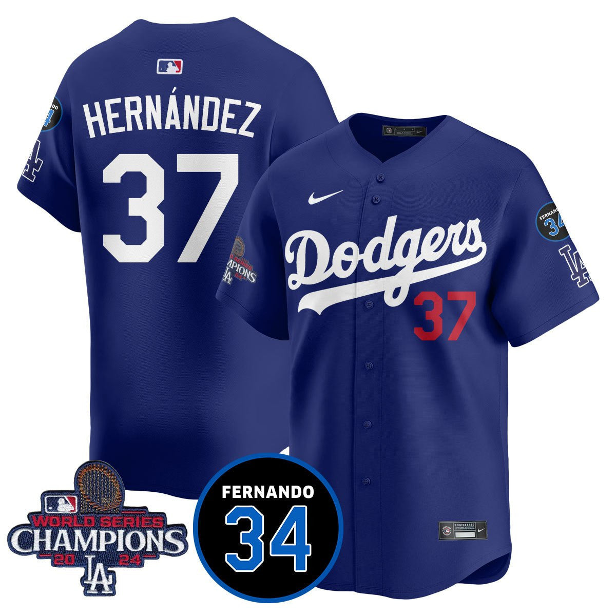 LA Dodgers - World Series Champions 2024/Fernando Valenzuela Memorial Jersey - All Stitched N1
