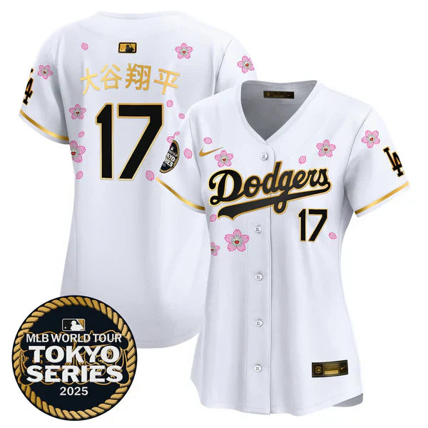 Women's Dodgers Tokyo Series 2025 Gold Trim Vapor Premier Limited Jersey - Stitched