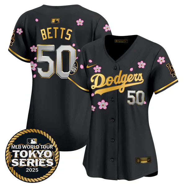 Women's Dodgers Tokyo Series 2025 Gold Trim Vapor Premier Limited Jersey - Stitched