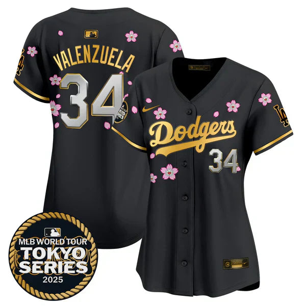Women's Dodgers Tokyo Series 2025 Gold Trim Vapor Premier Limited Jersey - Stitched