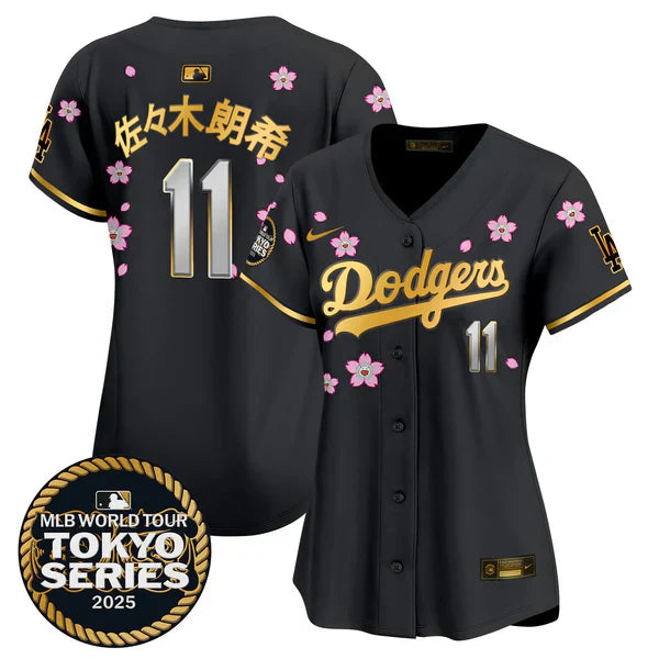 Women's Dodgers Tokyo Series 2025 Gold Trim Vapor Premier Limited Jersey - Stitched
