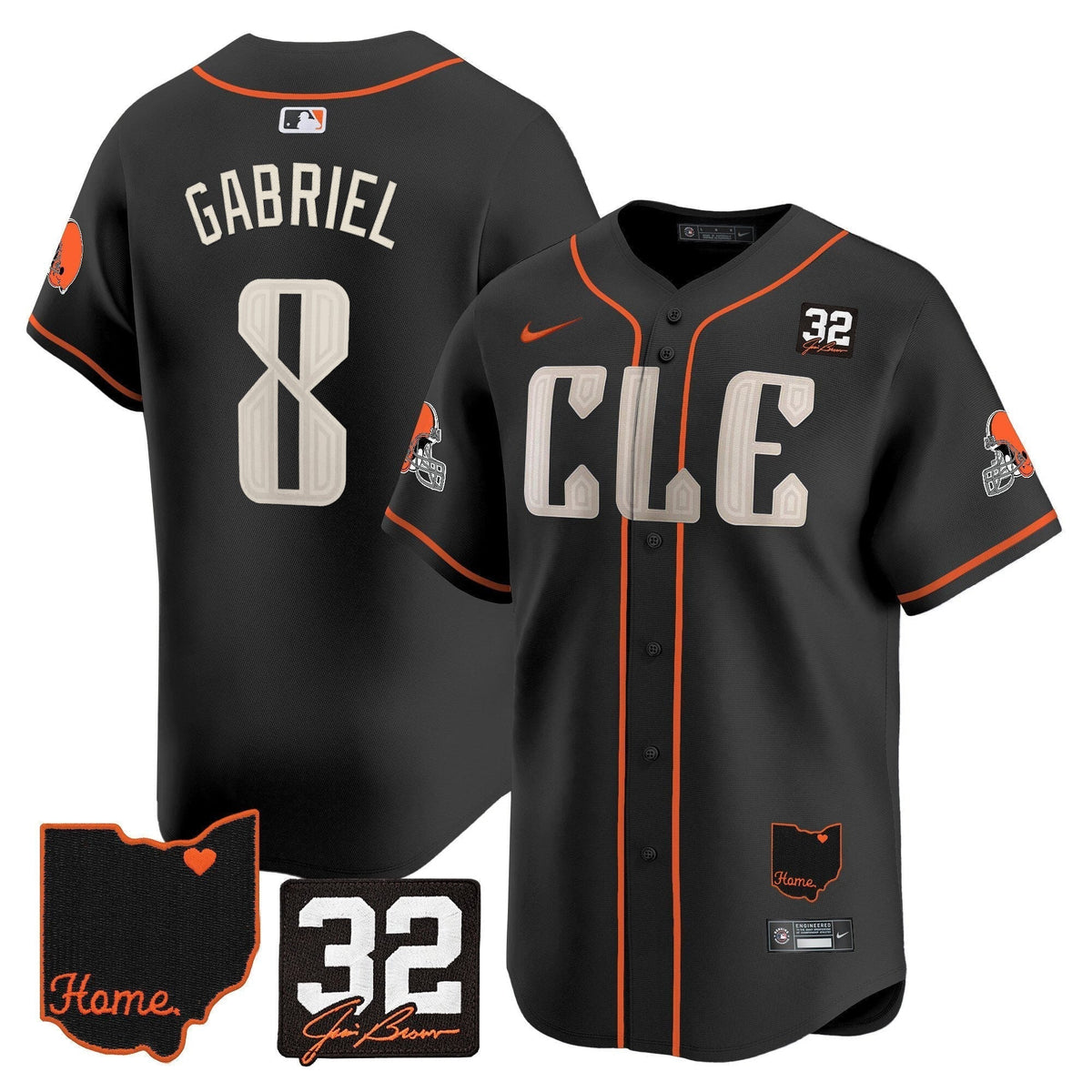 Browns #32 Jim Brown Memorial & Home Patch Vapor Premier Limited Jersey - All Stitched