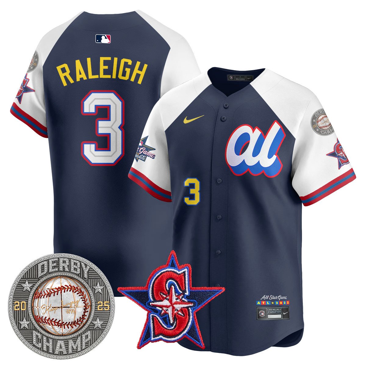 Cal Raleigh HRDERBY Champion AL 2025 MLB All-Star Jersey V1 - All Stitched