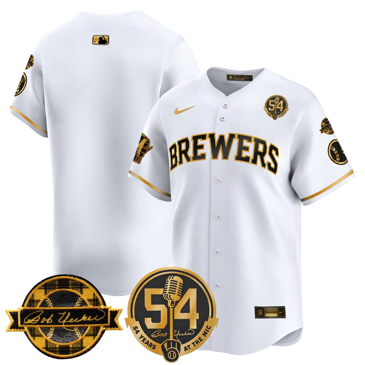 MIL 'Bob Uecker - 54 Seasons for Brewers' Limited Navy Jersey - Stitched