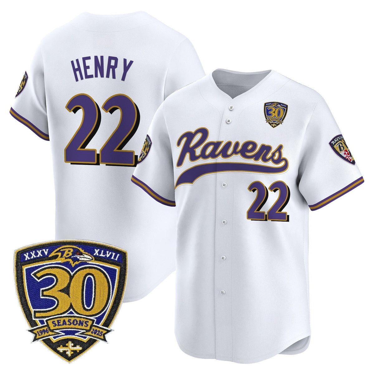 BAL 2025 Vapor Baseball Jersey - 30th Anniversary Patch - All Stitched
