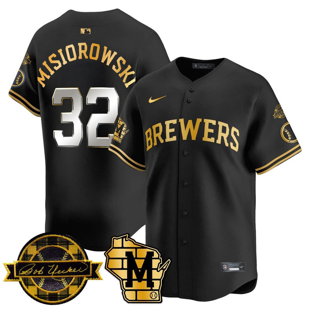 MIL Bob Uecker Patch Vapor Limited Jersey - All Stitched