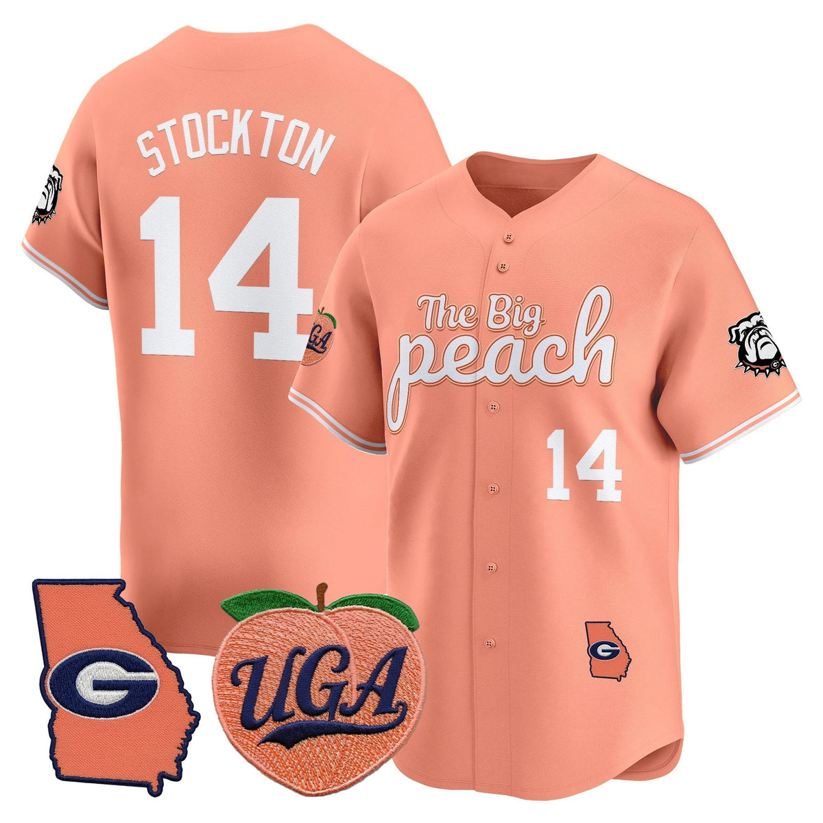 UGA The Big Peach Vapor Baseball Jersey - All stitched