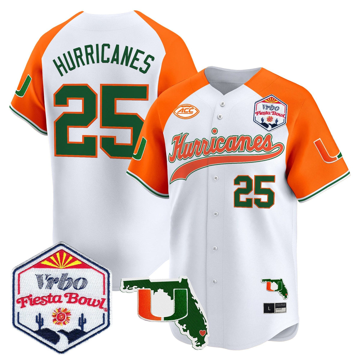MIA 2026 The Fiesta Bowl & Florida Patch Vapor Baseball Jersey - All Stitched