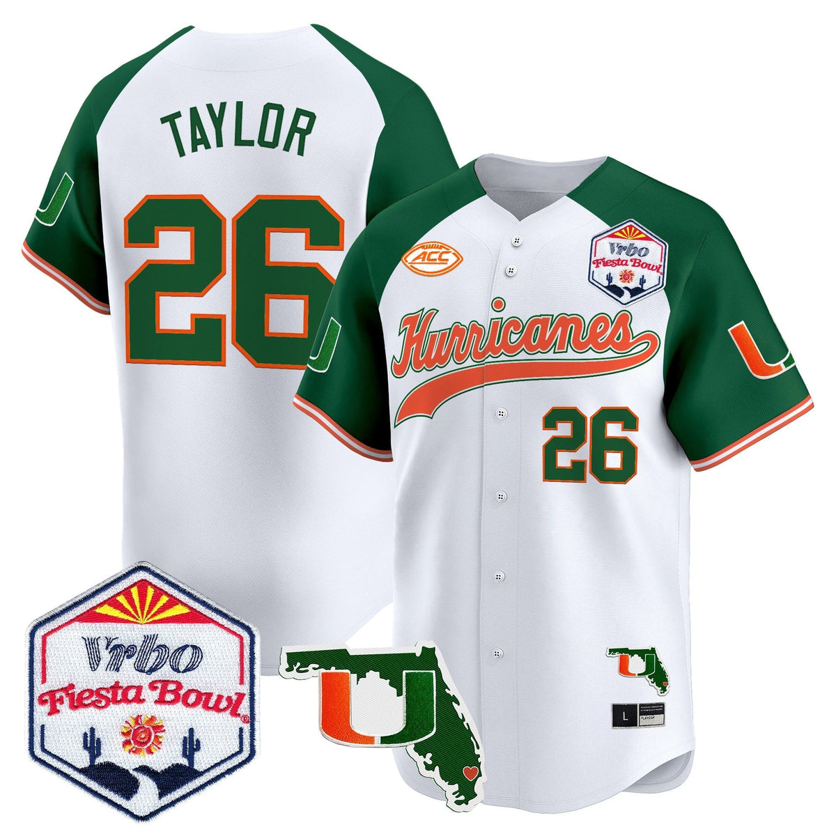 MIA 2026 The Fiesta Bowl & Florida Patch Vapor Baseball Jersey - All Stitched
