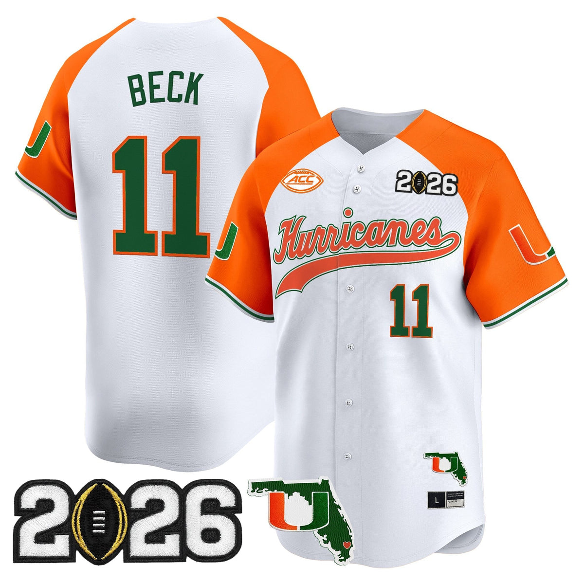 MIA 2026 CFP Final & Florida Patch Vapor Baseball Jersey - All Stitched
