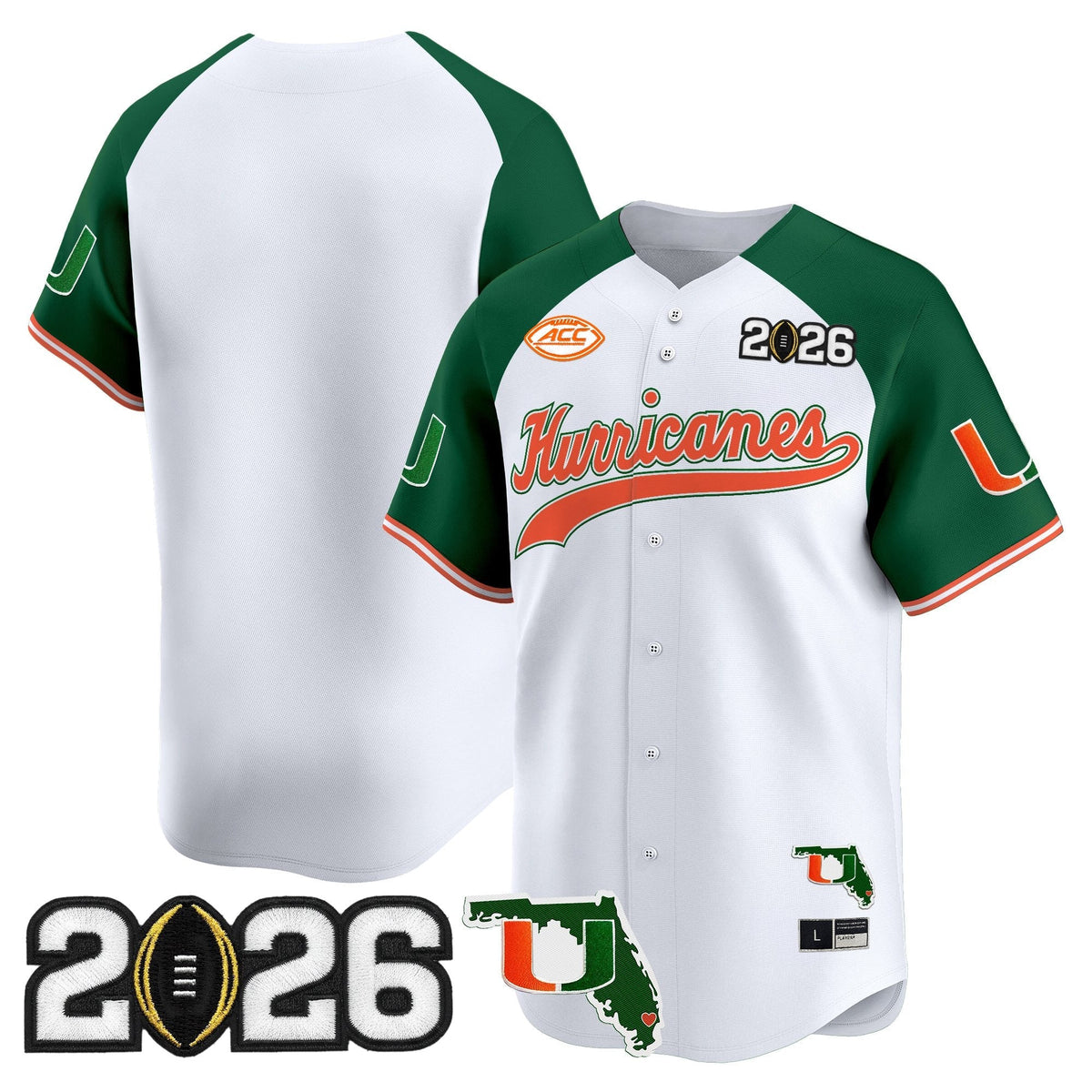 MIA 2026 CFP Final & Florida Patch Vapor Baseball Jersey - All Stitched