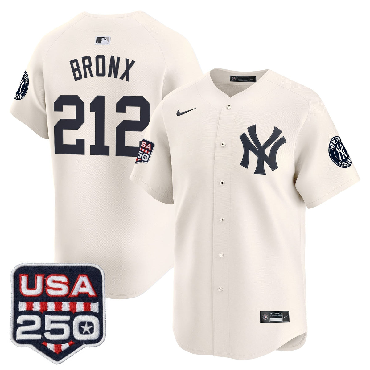 NYY 250America Patch Vapor Premier Limited Jersey - All Stitched