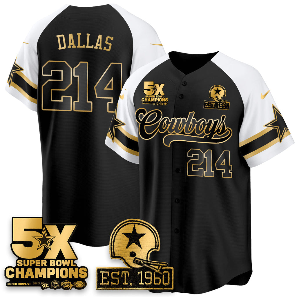 DAL 5-Time Champions Patch Vapor Limited Gold Baseball Jersey - All Stitched