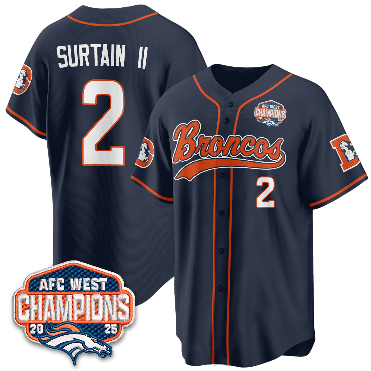 DEN AFC West Division Champions Vapor Limited Baseball Jersey - All Stitched