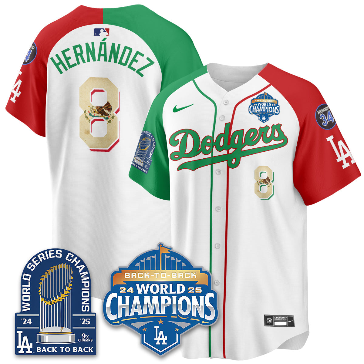 LAD Mexico World Series Champions Jersey - 9x Champs - All Stitched