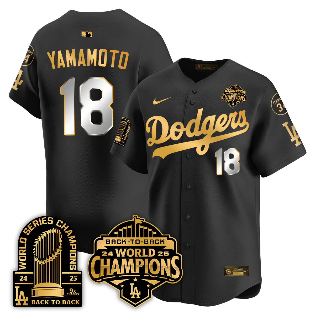 LAD 2025 World Series Champions Men Jersey - 9x Champs - All Stitched