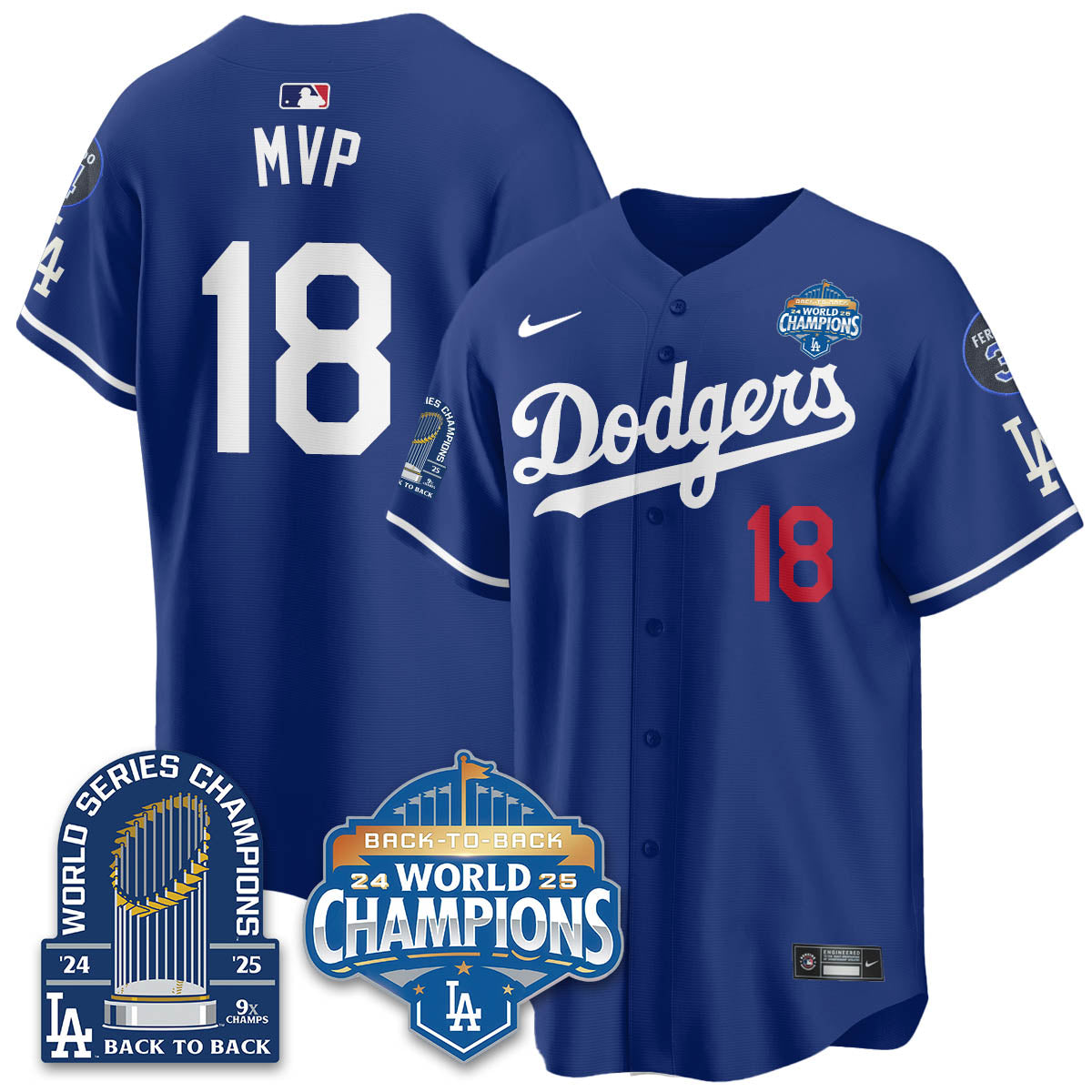 LAD 2025 World Series Champions Men Jersey - 9x Champs - All Stitched
