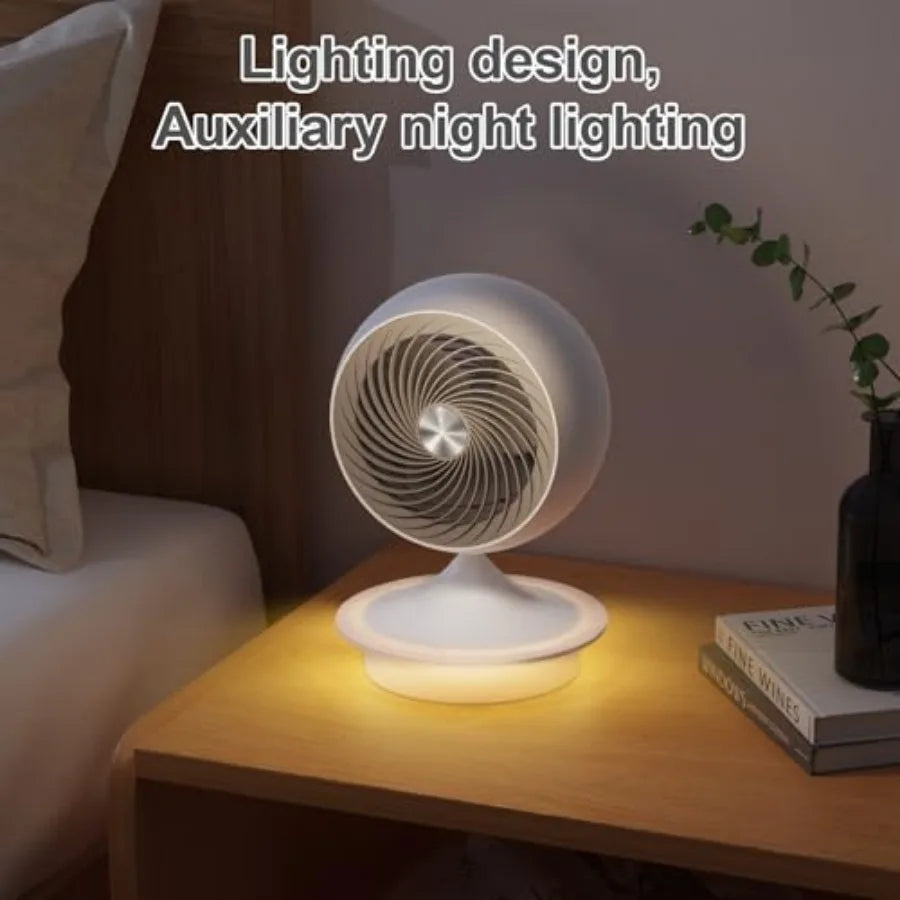 13In Fans for Bedroom with Light Table Air Circulator Fans Desk Oscillating Fan for Whole Room 70° Vertical and 100° Oscillatin