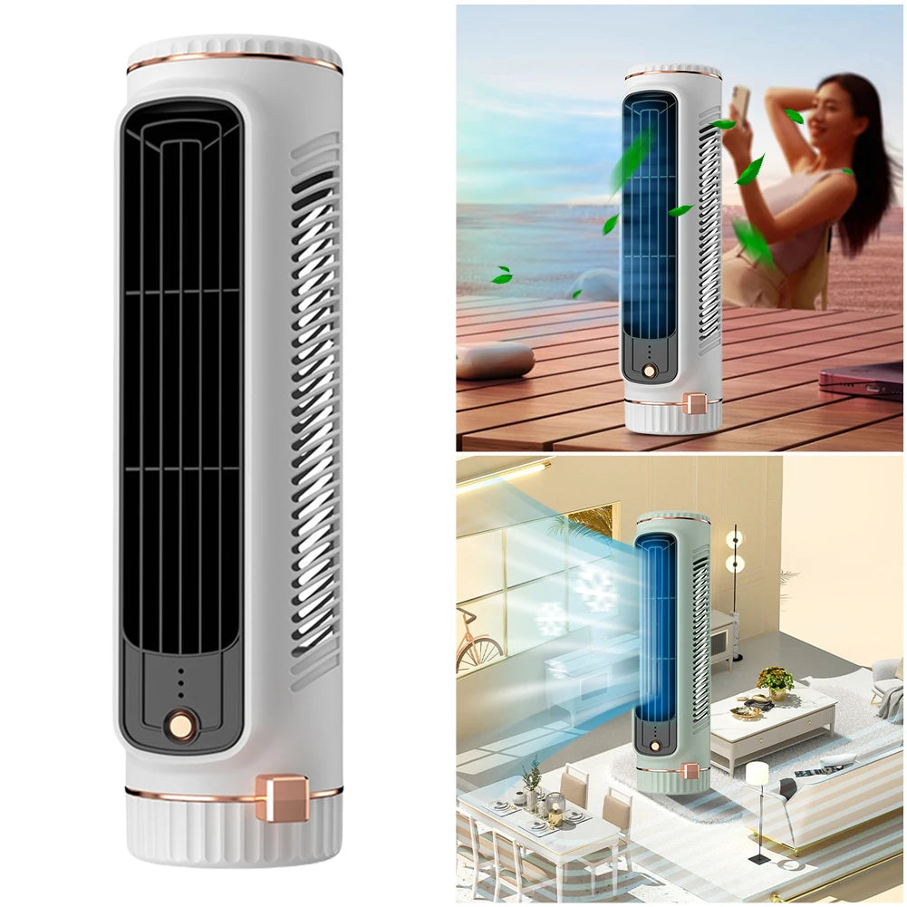 Tower Fan USB Charging Electric Vertical Fan Bladeless Summer Fan Wireless Desk Fan for Home Office
