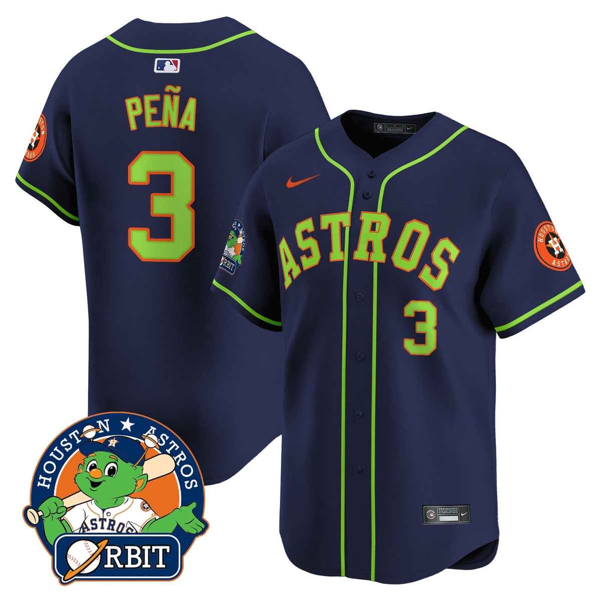 Astros Orbit Patch Vapor Premier Limited Jersey V2 - All Stitched