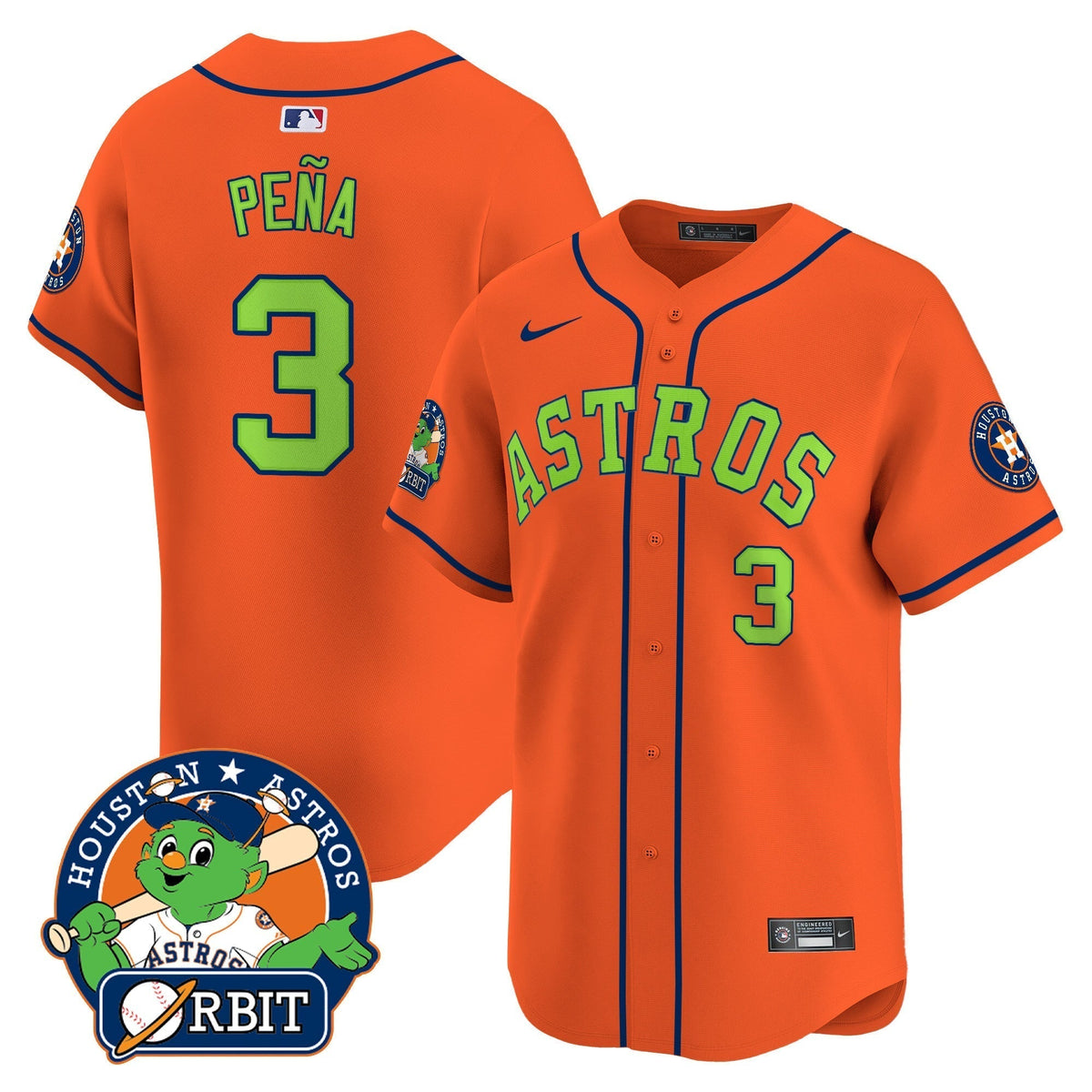 Astros Orbit Patch Vapor Premier Limited Jersey V2 - All Stitched