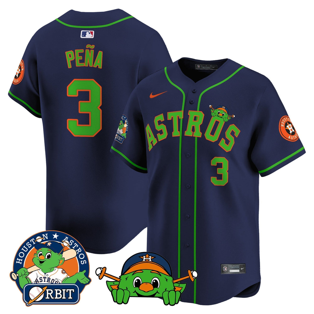 Astros Orbit Patch Vapor Premier Limited Jersey V3 - All Stitched