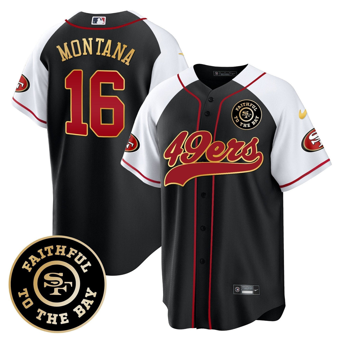 49ers Faithful To The Bay Patch Baseball Jersey - All Stitched