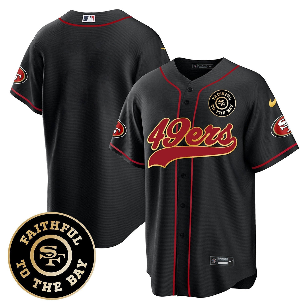 49ers Faithful To The Bay Patch Baseball Jersey - All Stitched